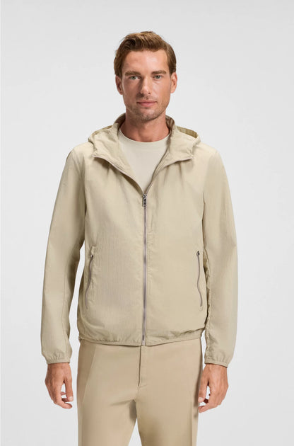 WATER-REPELLENT JACKET IN CRINKLE FABRIC WITH ADJUSTABLE HOOD