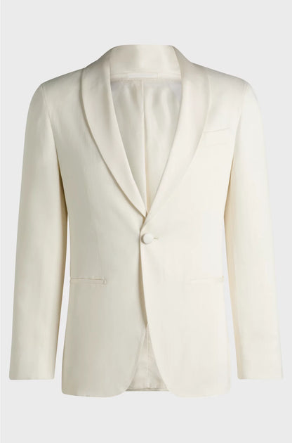 SLIM-FIT TUXEDO JACKET IN SILK AND LINEN