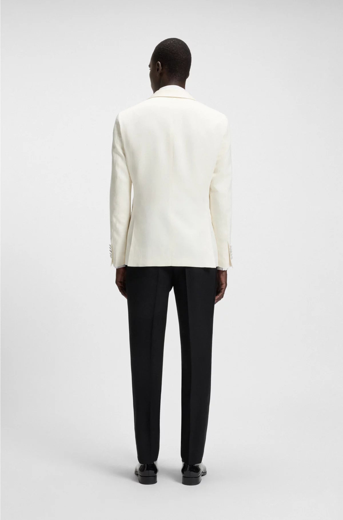 SLIM-FIT TUXEDO JACKET IN SILK AND LINEN