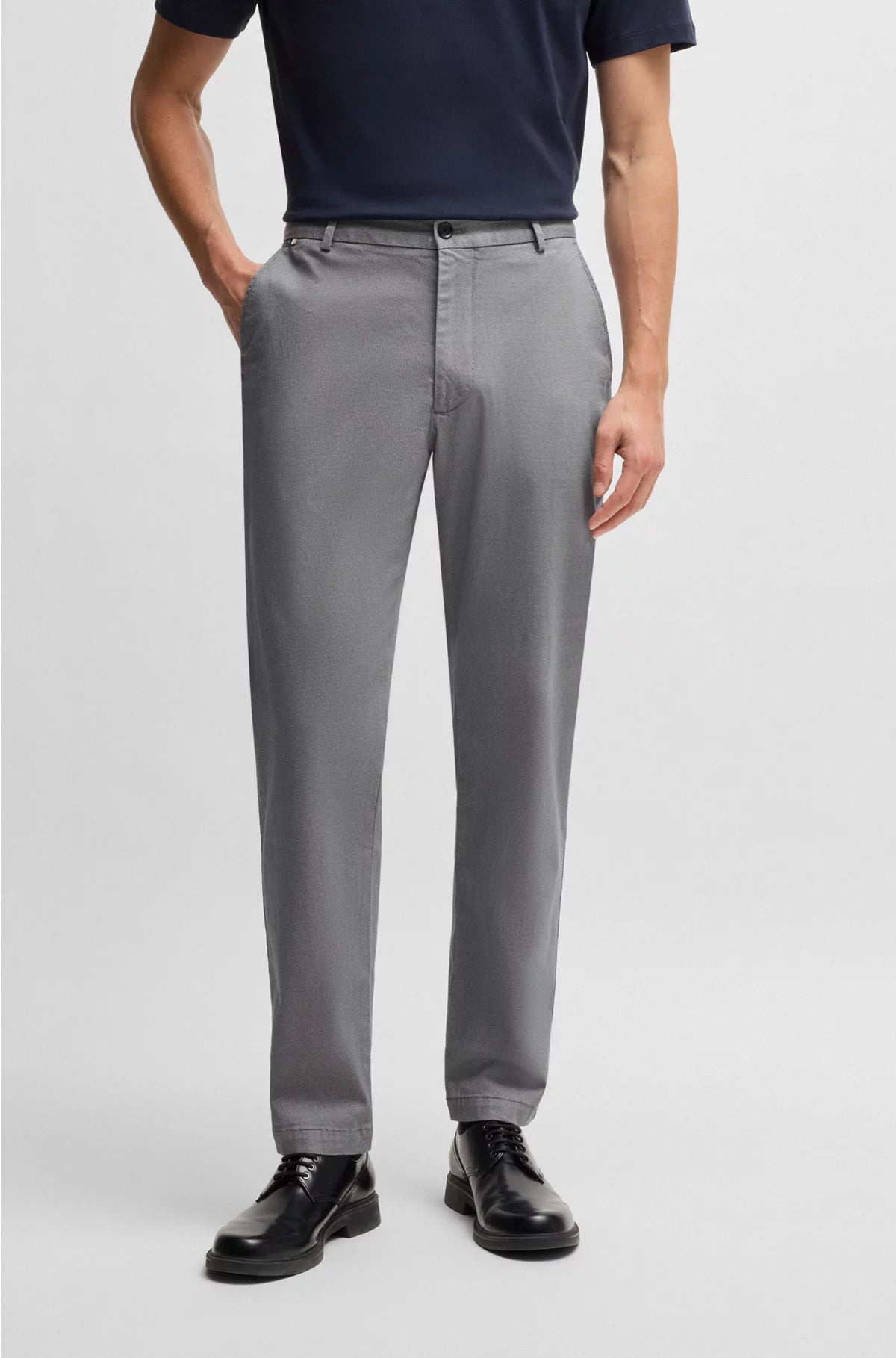 REGULAR-FIT TROUSERS IN PRINTED STRETCH COTTON