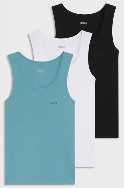 THREE-PACK OF COTTON UNDERWEAR VESTS WITH EMBROIDERED LOGOS