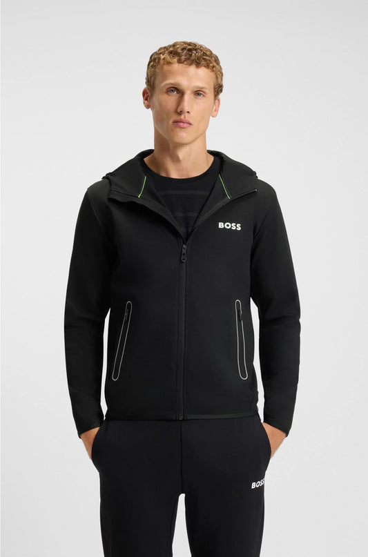 ACTIVE STRETCH-GABARDINE ZIP-UP HOODIE WITH THERMOREGULATING TECHNOLOGY