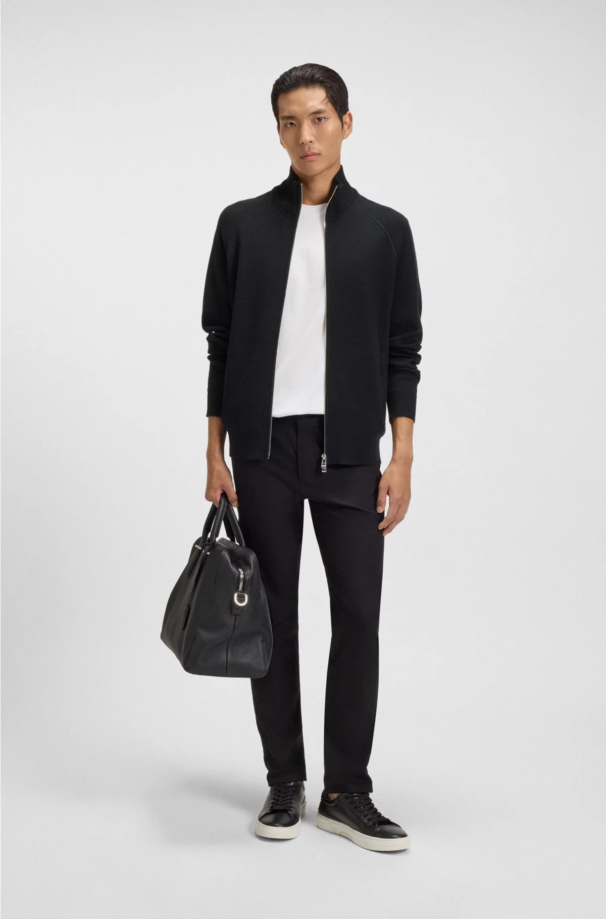 ZIP-UP CARDIGAN IN COTTON AND VIRGIN WOOL