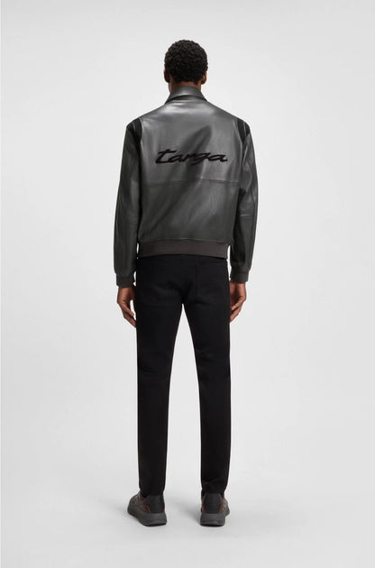 LEATHER JACKET WITH CONTRAST DETAILS