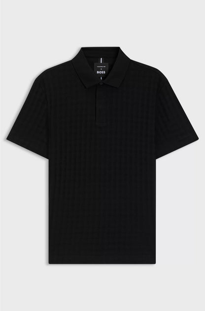 POLO SHIRT IN HOUNDSTOOTH-JACQUARD MERCERISED COTTON