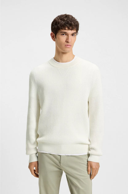 COTTON-BLEND SWEATER WITH 3D KNITTED STRUCTURE