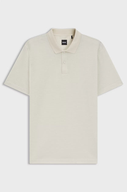 MERCERISED-COTTON POLO SHIRT WITH GEOMETRIC JACQUARD