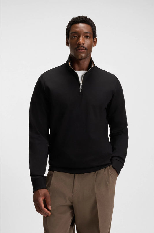 COTTON-BLEND SWEATSHIRT WITH ZIP NECK