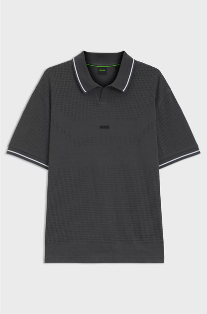 RELAXED-FIT POLO SHIRT IN COTTON WITH MESH PATTERN