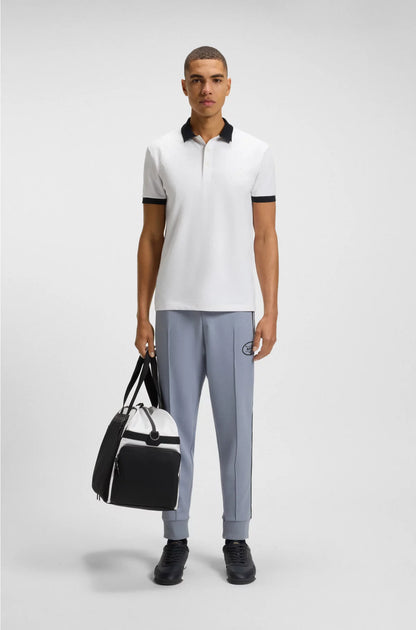 COTTON-BLEND POLO SHIRT IN MOISTURE-WICKING STRETCH PIQUE