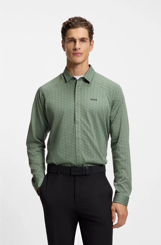 REGULAR-FIT SHIRT IN KNITTED COTTON PIQUE