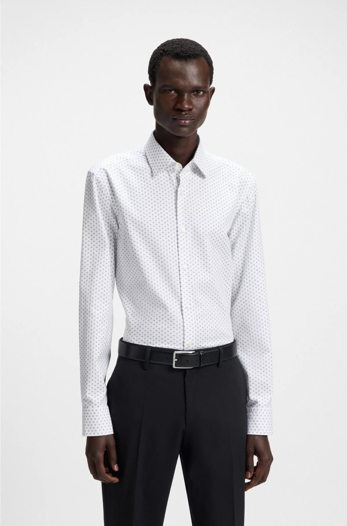 SLIM-FIT SHIRT IN PRINTED OXFORD STRETCH COTTON