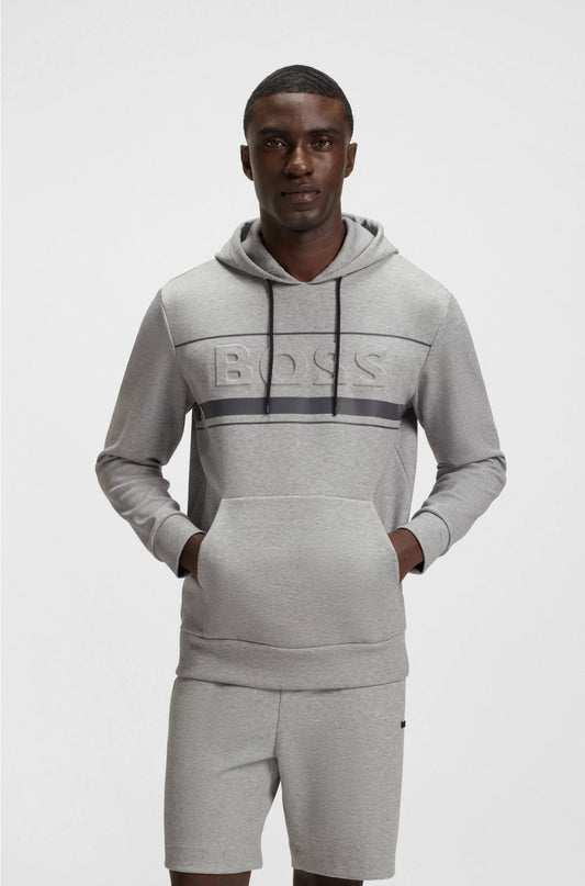COTTON-BLEND HOODIE WITH STRIPE DETAILS