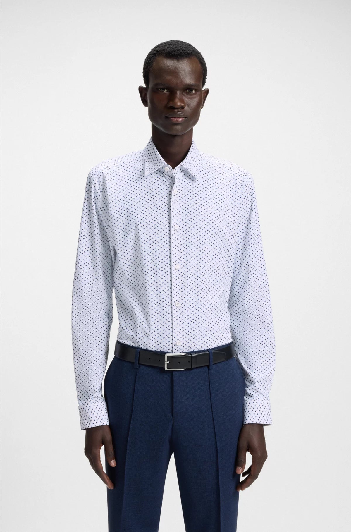 SLIM-FIT SHIRT IN PRINTED PERFORMANCE-STRETCH JERSEY