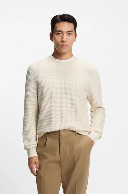 COTTON SWEATER WITH KNITTED STRUCTURE