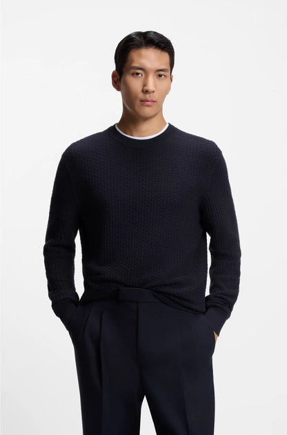COTTON SWEATER WITH KNITTED STRUCTURE