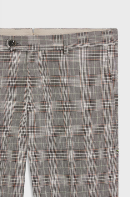 TAPERED-FIT TROUSERS IN CHECKED VIRGIN WOOL AND SILK