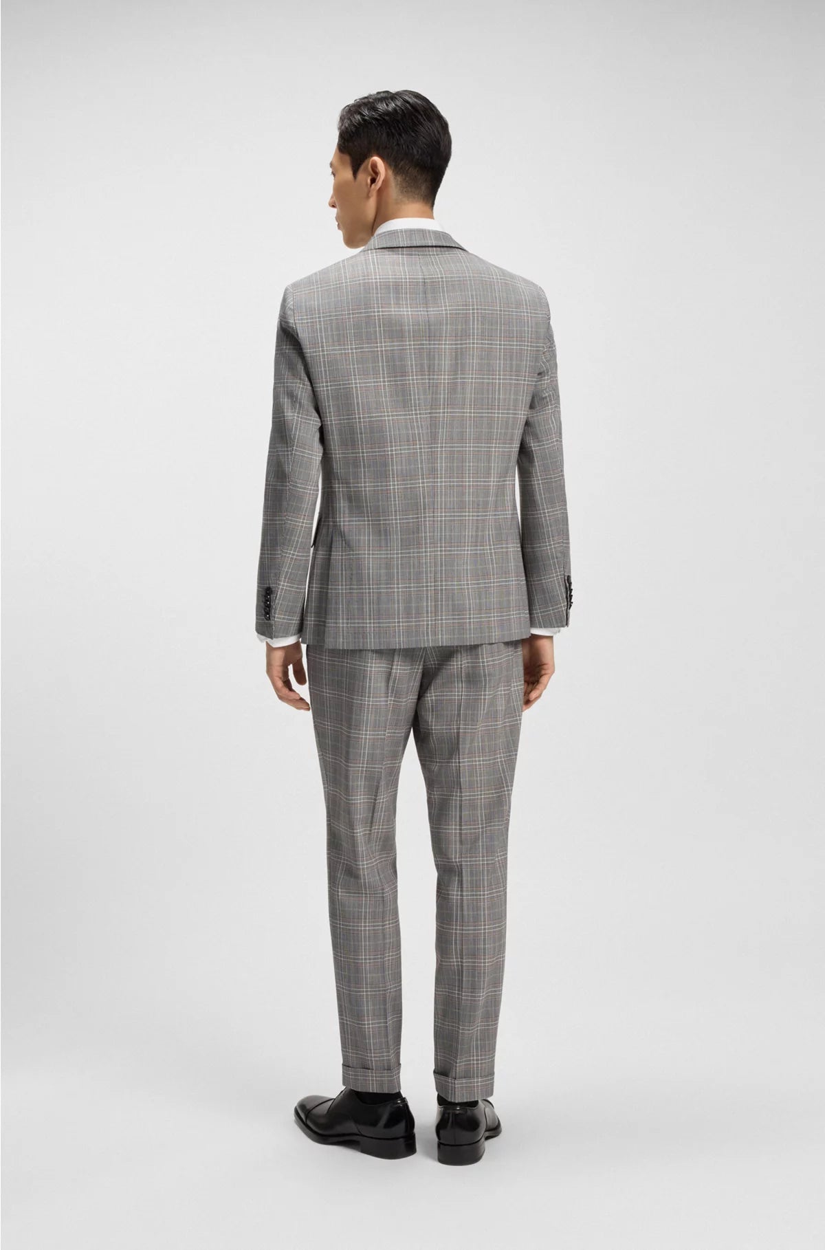 SLIM-FIT JACKET IN CHECKED VIRGIN WOOL AND SILK