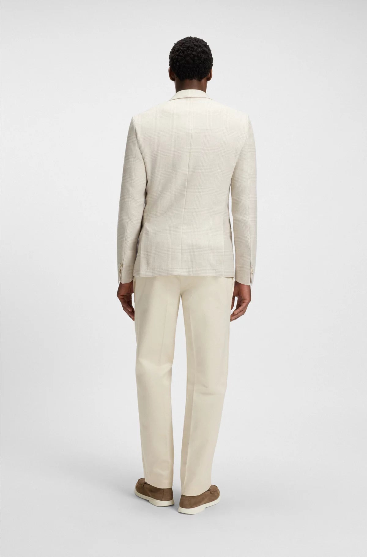 SLIM-FIT BLAZER IN CHECKED WOOL, SILK AND LINEN