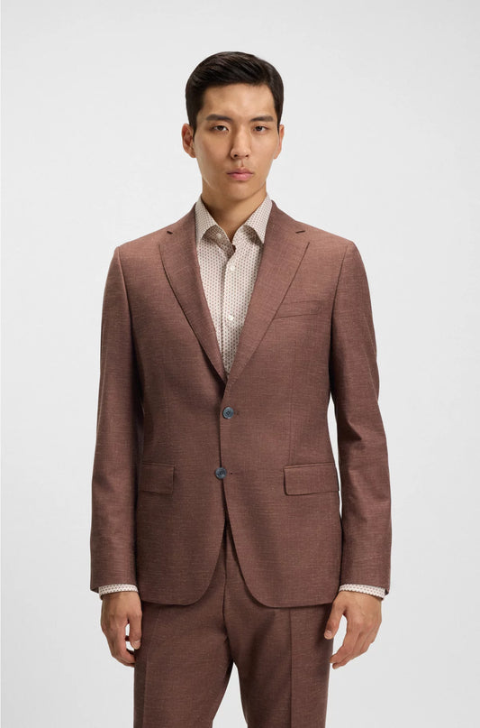 SLIM-FIT BLAZER IN PATTERNED STRETCH FABRIC