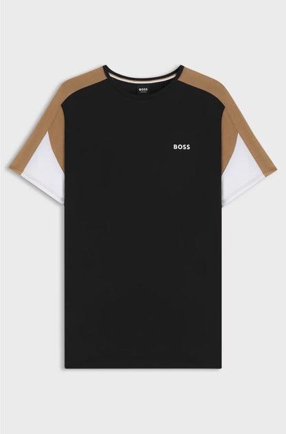 COTTON-BLEND PYJAMA T-SHIRT WITH CONTRAST PANELS