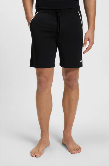 STRETCH-COTTON PYJAMA SHORTS WITH SIGNATURE-STRIPE TAPE