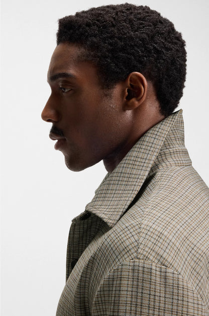 RELAXED-FIT OVERSHIRT IN CHECKED STRETCH FABRIC