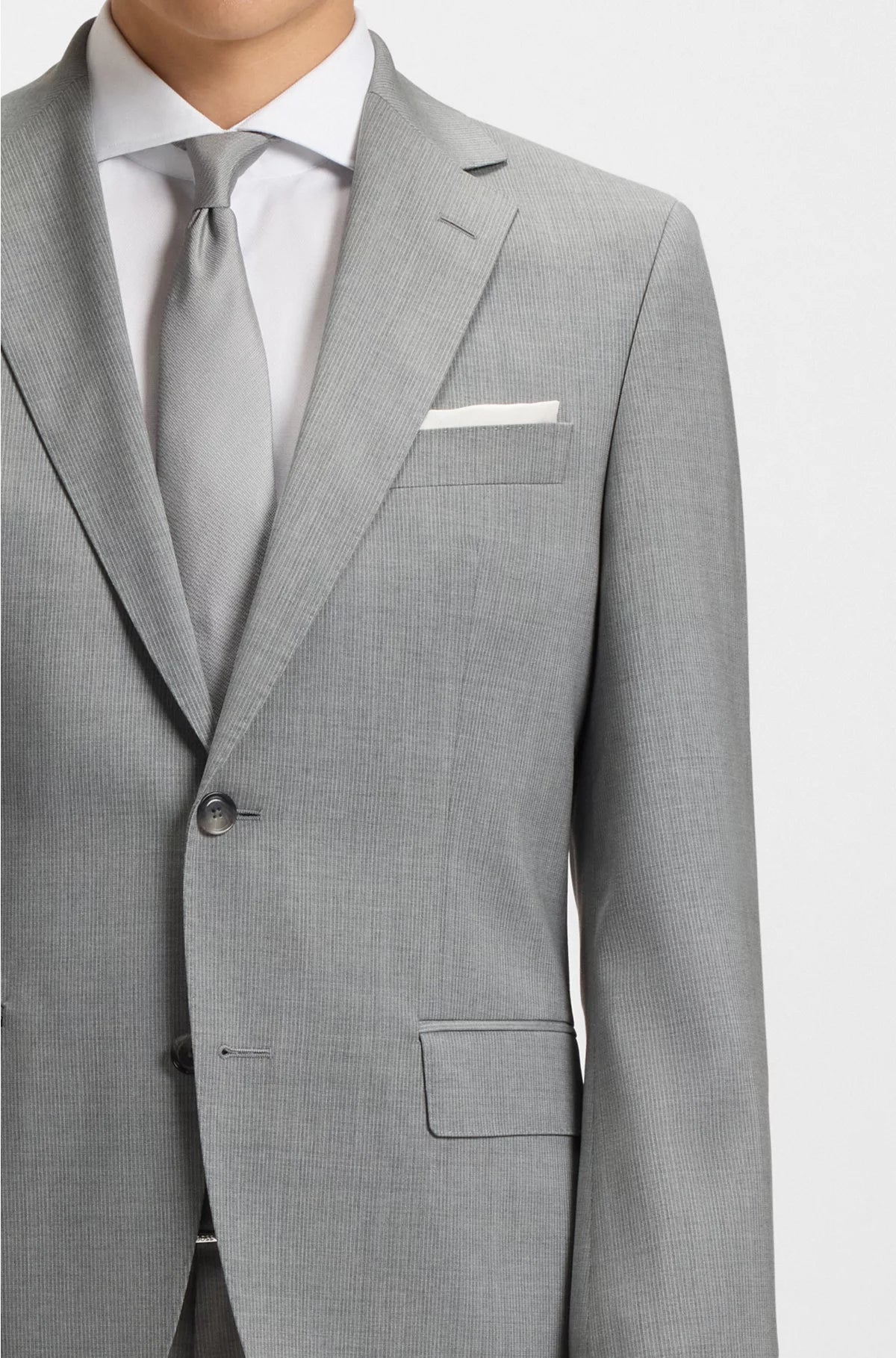 REGULAR-FIT SUIT IN PINSTRIPED VIRGIN WOOL