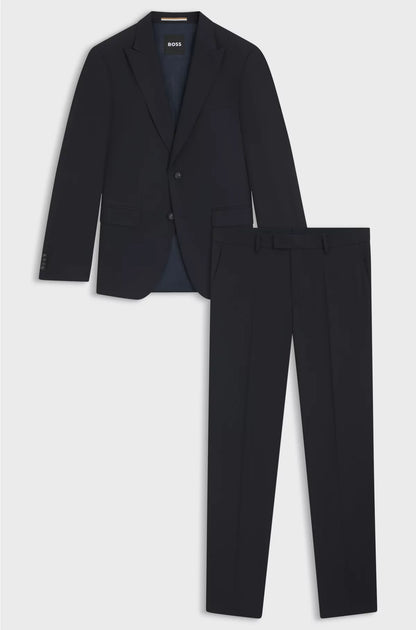 SLIM-FIT SUIT IN VIRGIN WOOL, COTTON AND STRETCH