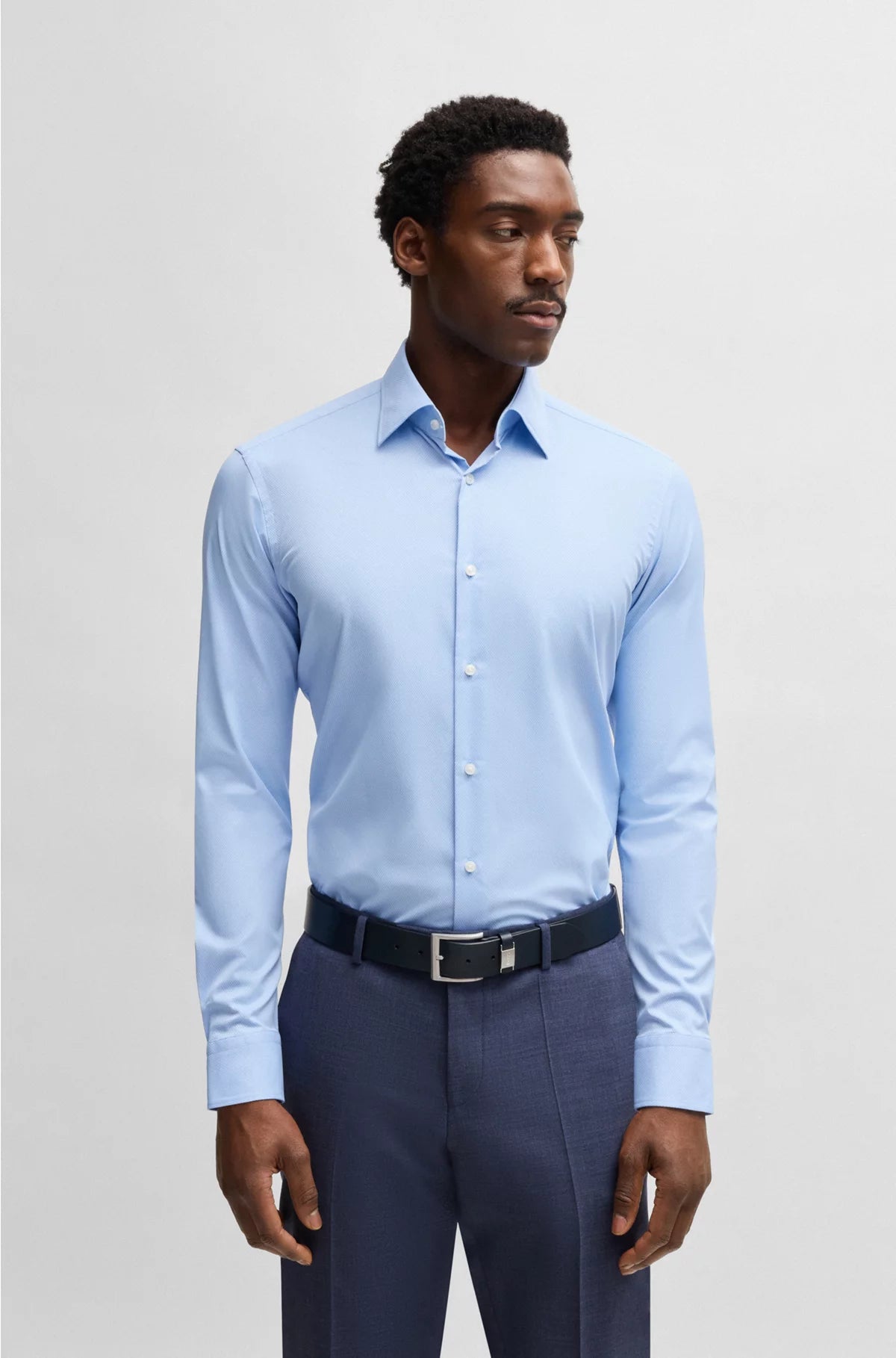 REGULAR-FIT SHIRT IN STRUCTURED STRETCH FABRIC