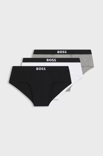 THREE-PACK OF STRETCH-COTTON BRIEFS WITH LOGO WAISTBANDS