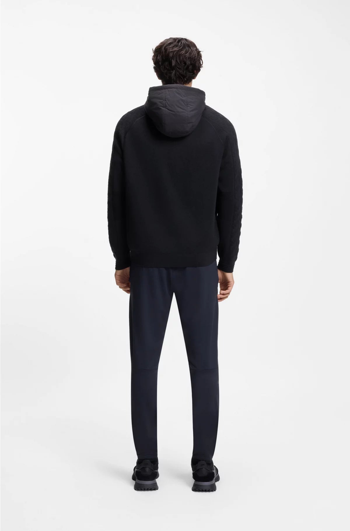 ZIP-UP HOODIE WITH TONAL TEXTURED JACQUARD