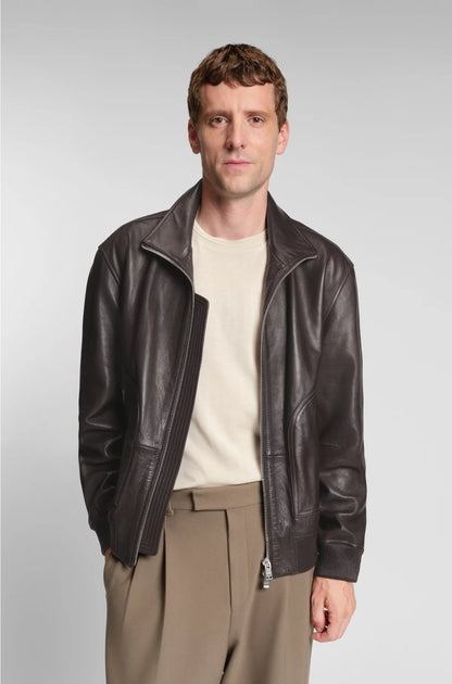 NAPPA-LEATHER JACKET WITH TWO-WAY ZIP