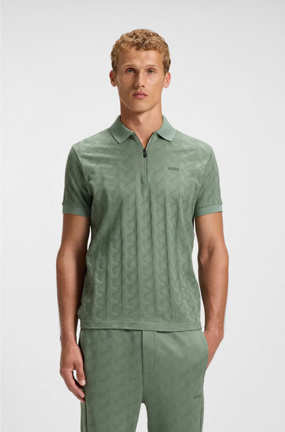 MERCERISED-COTTON POLO SHIRT WITH JACQUARD PATTERN