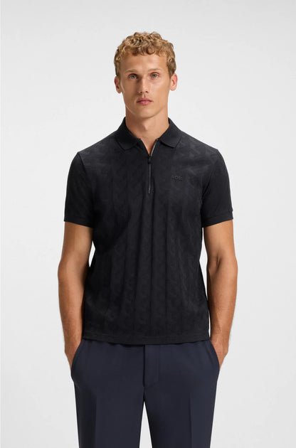MERCERISED-COTTON POLO SHIRT WITH JACQUARD PATTERN