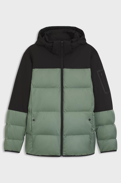 WATER-REPELLENT JACKET WITH DOWN FILLING AND DETACHABLE HOOD