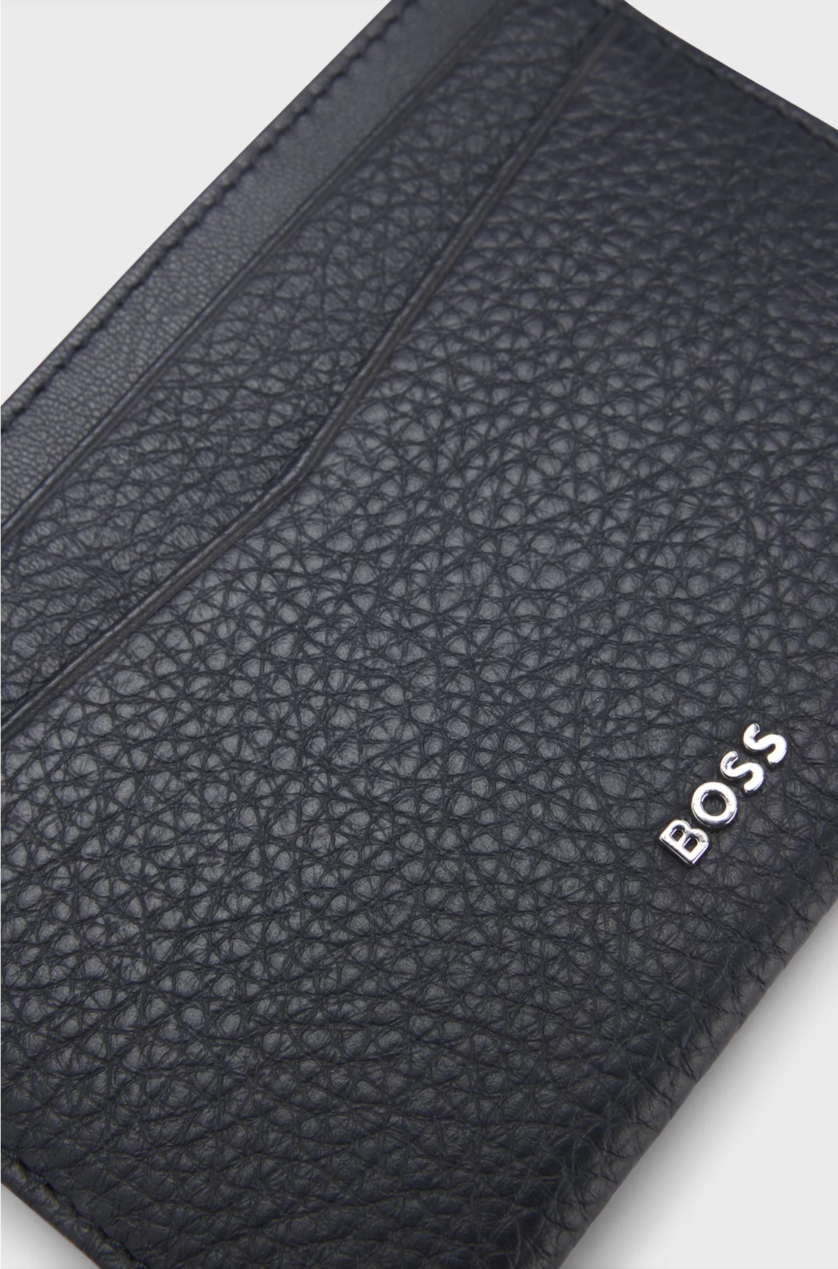 GRAINED-LEATHER CARD HOLDER WITH LOGO LETTERING