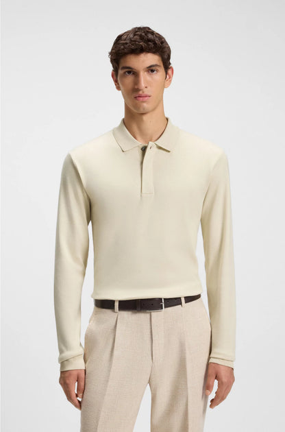 COTTON-CASHMERE POLO SHIRT WITH COVERED PLACKET