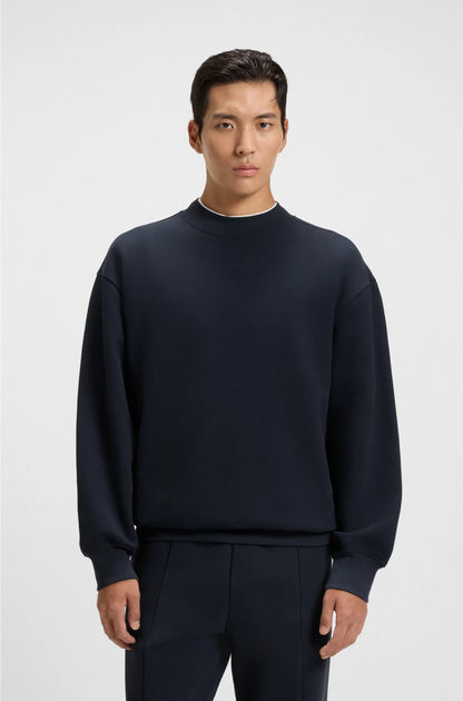 PEACHED-COTTON SWEATSHIRT WITH CONTRAST TRIMS