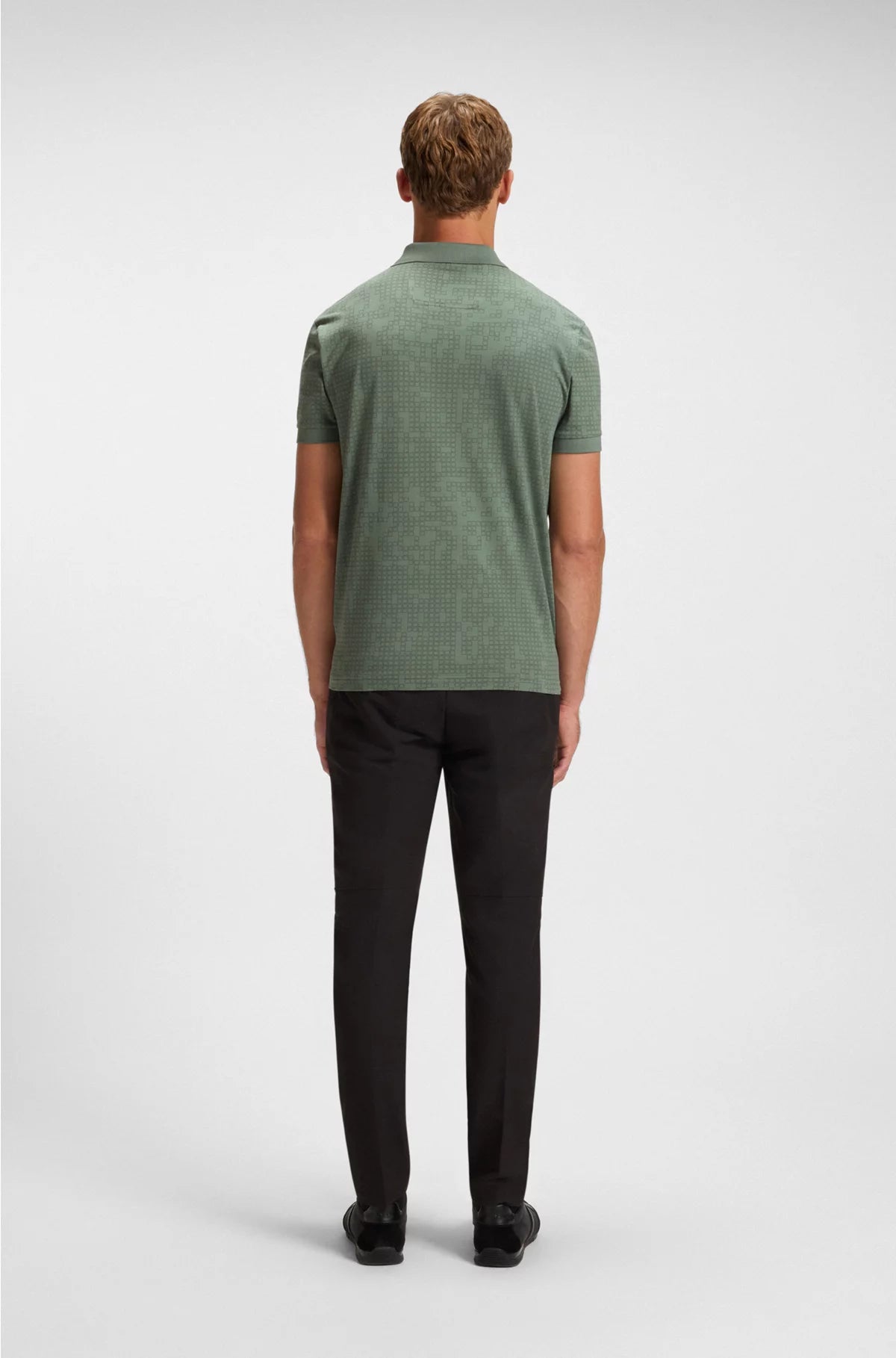 STRETCH-COTTON POLO SHIRT WITH ALL-OVER PRINT