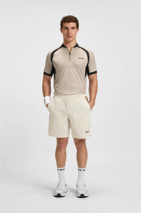 ZIP-NECK SLIM-FIT POLO SHIRT IN MESH JERSEY