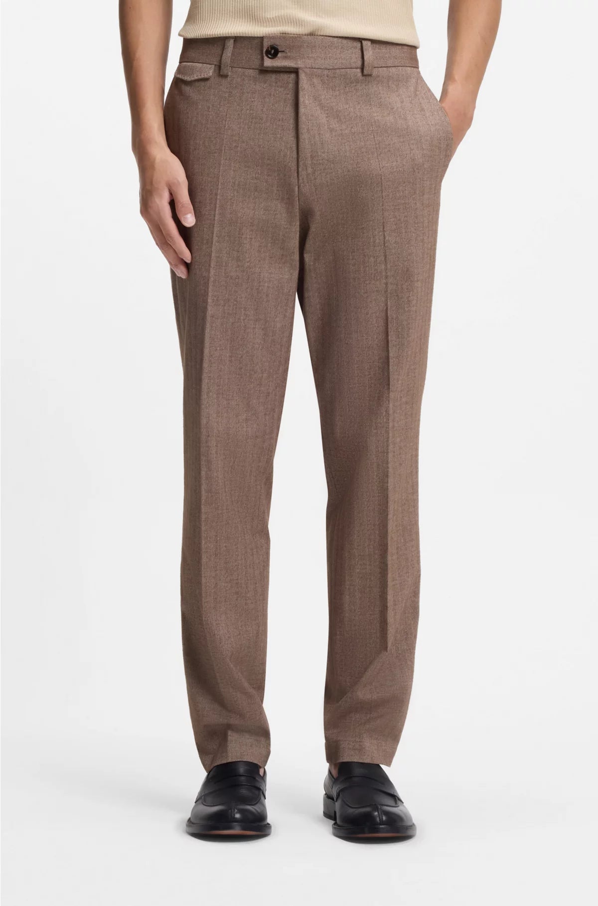 TAPERED-FIT TROUSERS IN COTTON, CASHMERE AND STRETCH