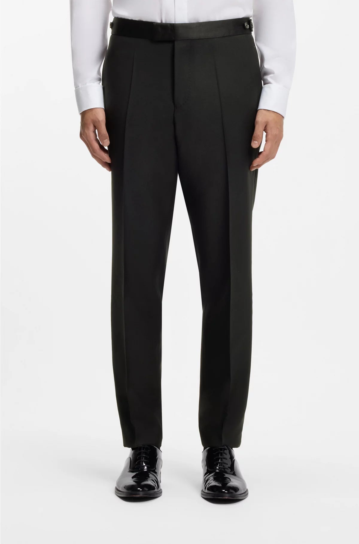 WOOL-BLEND TROUSERS WITH SILK TRIMS