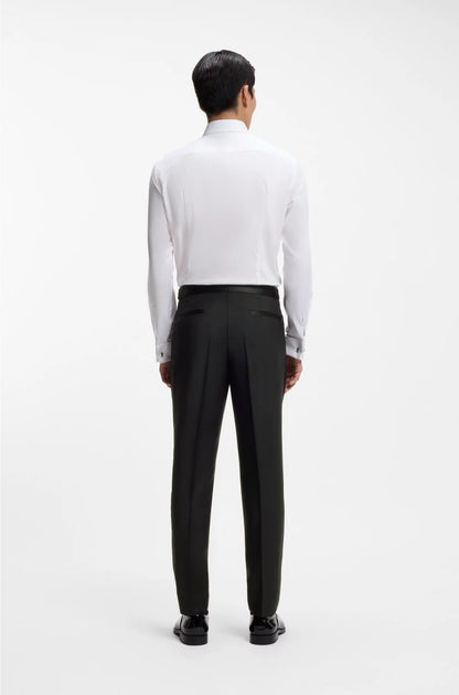 WOOL-BLEND TROUSERS WITH SILK TRIMS