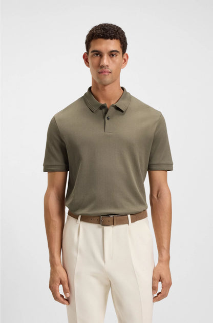 COTTON POLO SHIRT WITH HERRINGBONE STRUCTURE