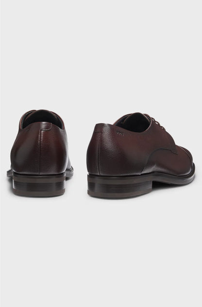CAP-TOE DERBY SHOES IN GRAINED LEATHER