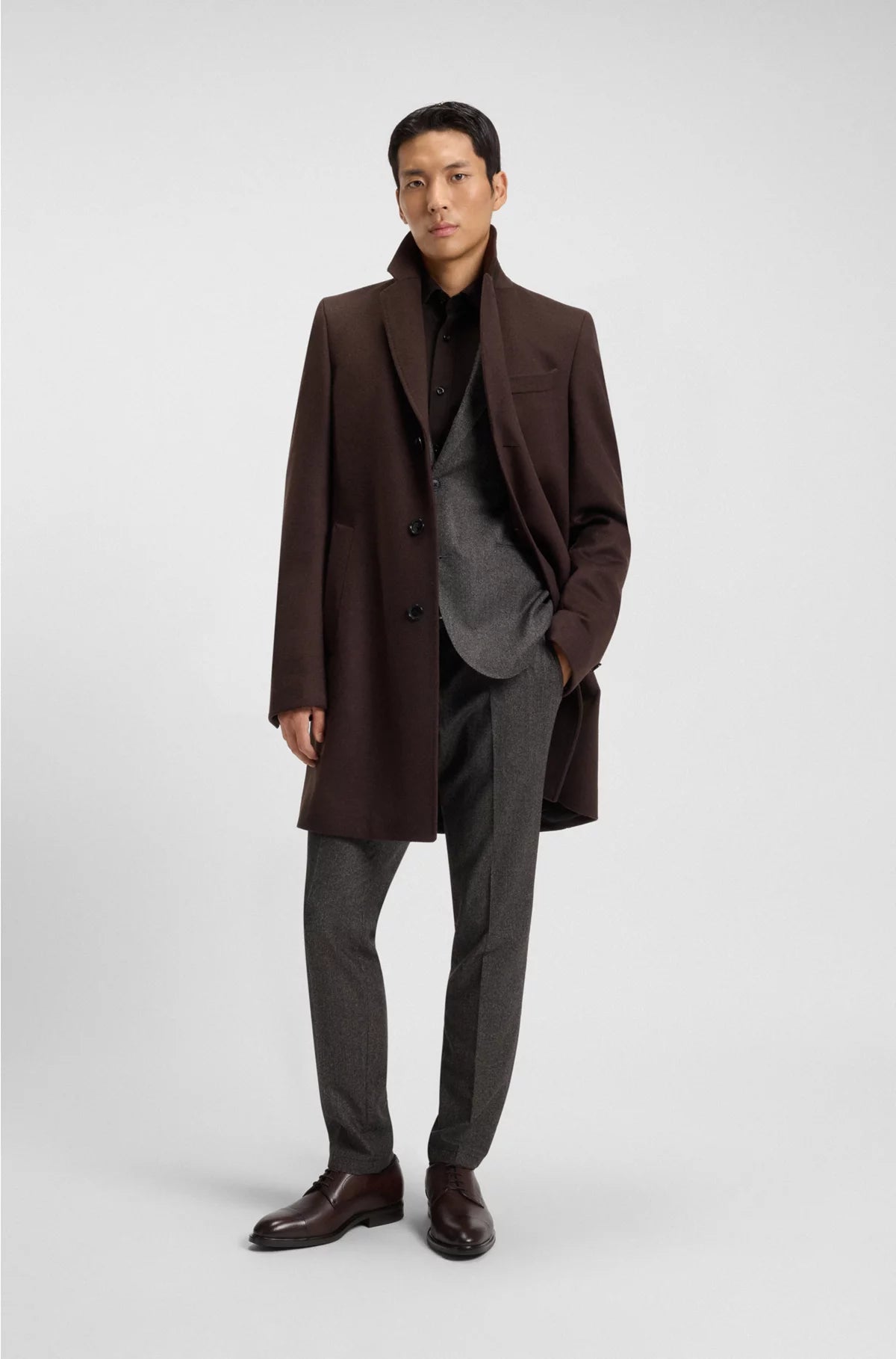CAP-TOE DERBY SHOES IN GRAINED LEATHER