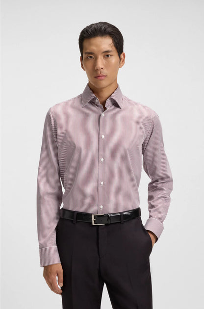 REGULAR-FIT SHIRT IN EASY-IRON STRIPED COTTON SATIN