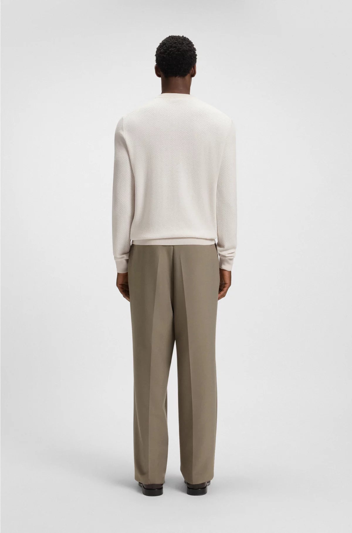 HERRINGBONE-STRUCTURED SWEATER IN VIRGIN WOOL AND COTTON