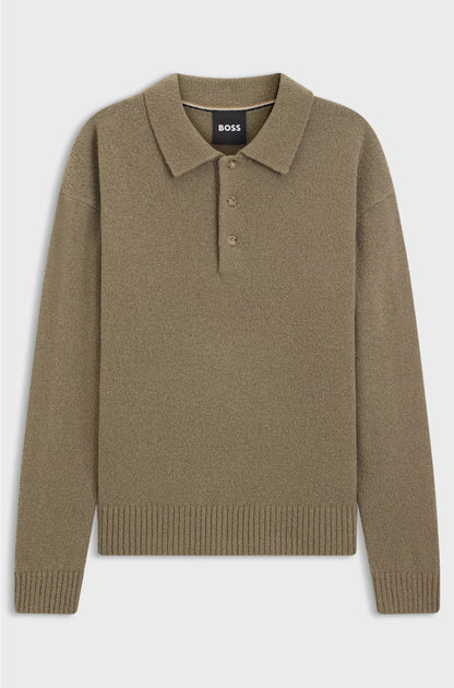 VIRGIN-WOOL SWEATER WITH POLO COLLAR
